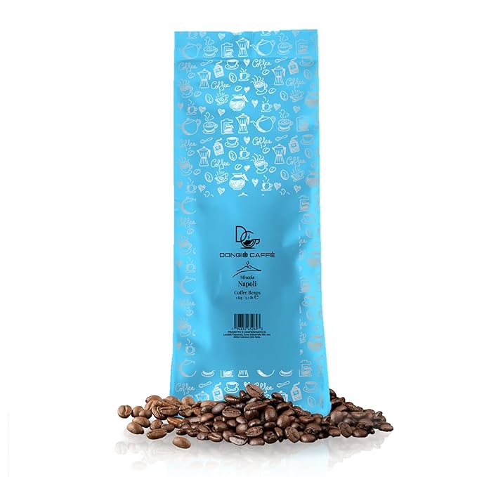Dongiò Caffè Napoli Blend - Whole Bean Coffee, Dark Espresso Roast, Premium Coffee Quality, 2.2