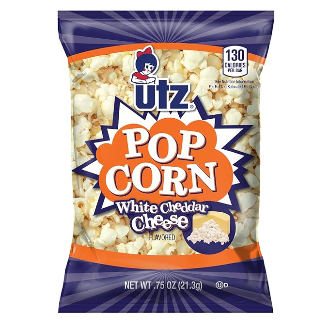 Utz Popcorn, White Cheddar ??.75 oz. Bags (60 Count) ??Baked with Real Cheese, Tasty Individual