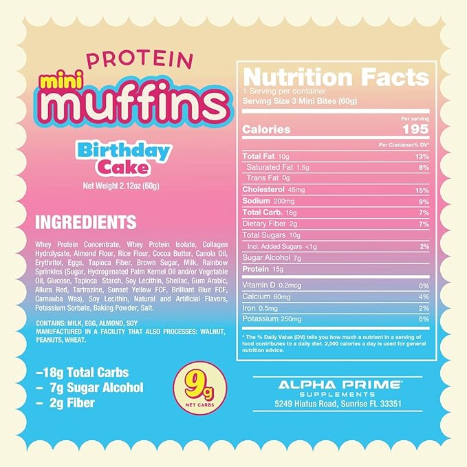 Prime Bites Minis | Protein Mini Muffins from Alpha Prime Supplements | High Protein, Collagen