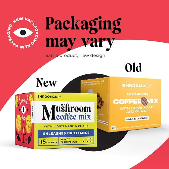 Instant Mushroom Coffee with Lions Mane and Chaga - 15 Pack - Nootropic Superfood Mushroom Coffee
