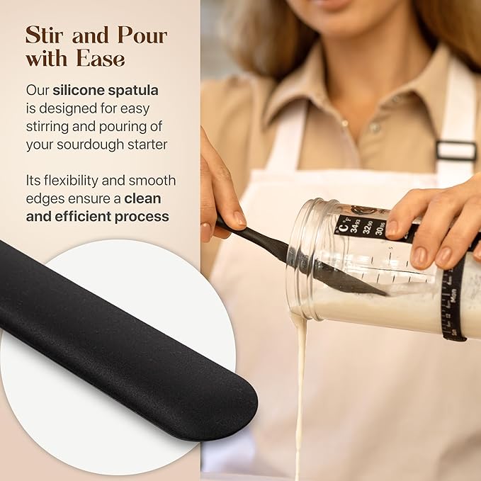 Sourdough Jar Kit, Includes 24 oz Sourdough Starter Jar with Metallic Lid, Silicone Spatula