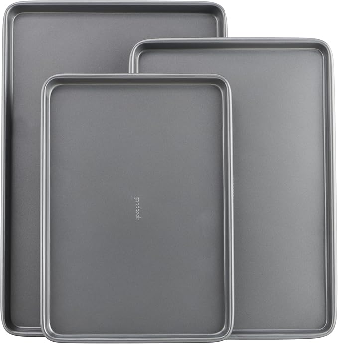 GoodCook Everyday Nonstick Carbon Steel Baking Sheet Set, 3 Pack – Small 13” x 9”, Medium 15” x