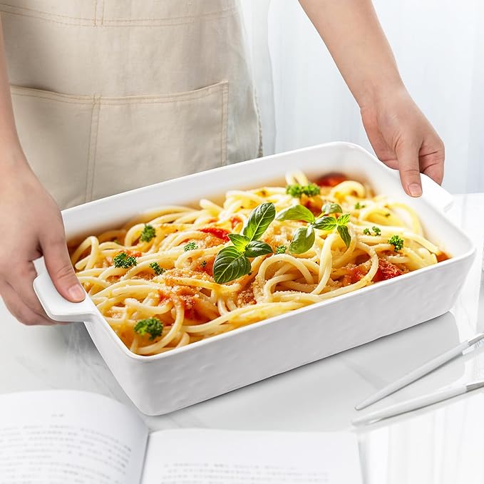 4 QT Baking Dish, Casserole Dishes for Oven, 9x13 Baking Pan with Handles, Lasagna Pan Deep