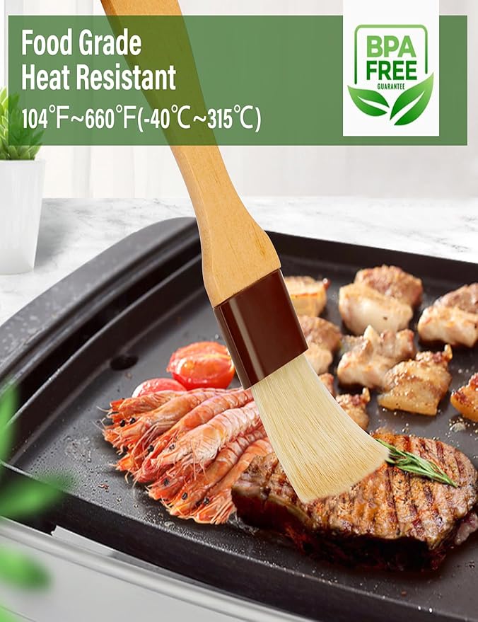 Basting Brush,Pastry Brush 1.5" & 1" - Natural Bristle Cooking Brush for Baking,Not Shed Food Grade