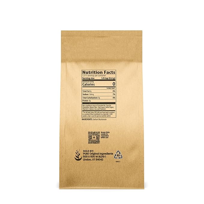 Pure Original Ingredients Baking Soda (2 lb) Sodium Bicarbonate (NaHCO3), Always Pure, No Fillers
