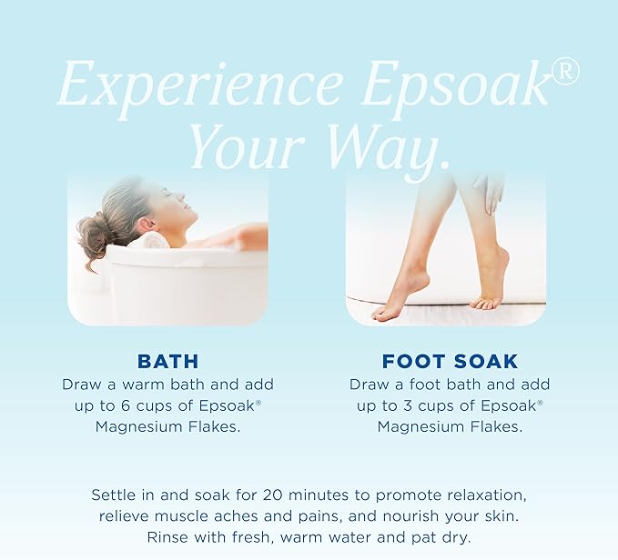 Epsoak Naturals Collection Magnesium Flakes for Foot Spa & Relaxing Bath, 4 lb, 100% Natural &