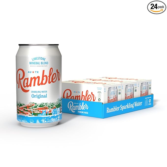 AUTX RAMBLER Sparkling Water, Texas Limestone Mineral Blend, Original Natural Flavor, 12-Ounce