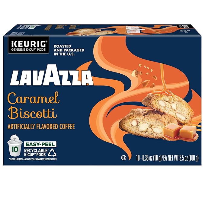 Lavazza Caramel Biscotti Coffee, Single Serve Keurig K-Cup Pods, Flavored Coffee, 60-Count Box (6
