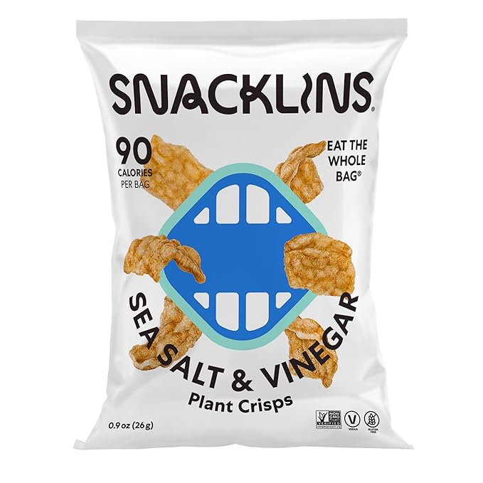 SNACKLINS Plant Based Crisps SEA SALT & VINEGAR - Gluten Free, Grain Free, 100% Kosher, Vegan