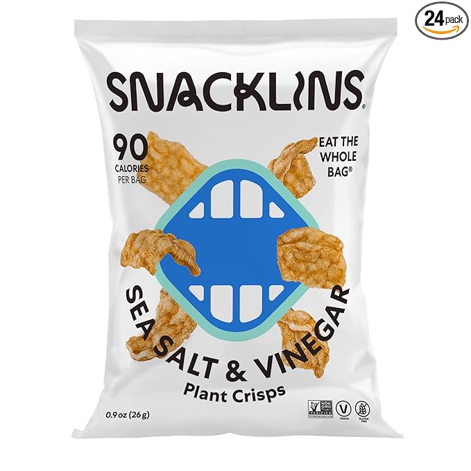 SNACKLINS Plant Based Crisps SEA SALT & VINEGAR - Gluten Free, Grain Free, 100% Kosher, Vegan