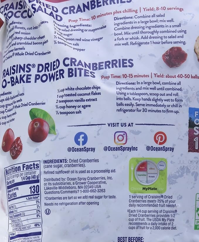 Ocean Spray Craisins Cranberry, 64 Oz