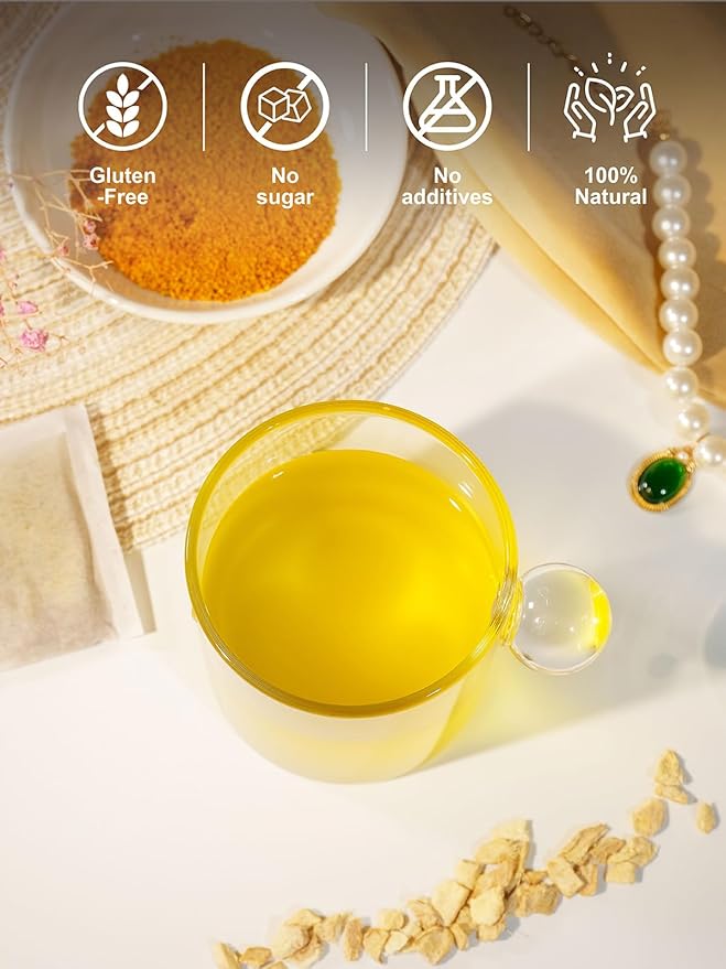 TeeLux Turmeric Ginger Tea Bags, Pure Natural Turmeric Ginger Herbal Tea, Spicy & Smooth Flavor
