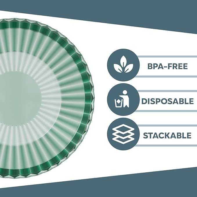 Exquisite Green Plastic Bowls Disposable - 16 Oz - 20 Count - Disposable Soup Bowls - Great for