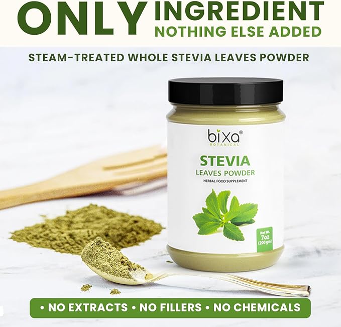 Bixa Botanical Stevia Leaf Powder | Stevia Rebaudiana | 200 GRAMS / 7 OZ | Natural Alternative of