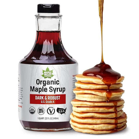 Maple Valley Organic Pure Maple Syrup, Dark & Robust Better Than Pancake Syrup, Use for Coffee or