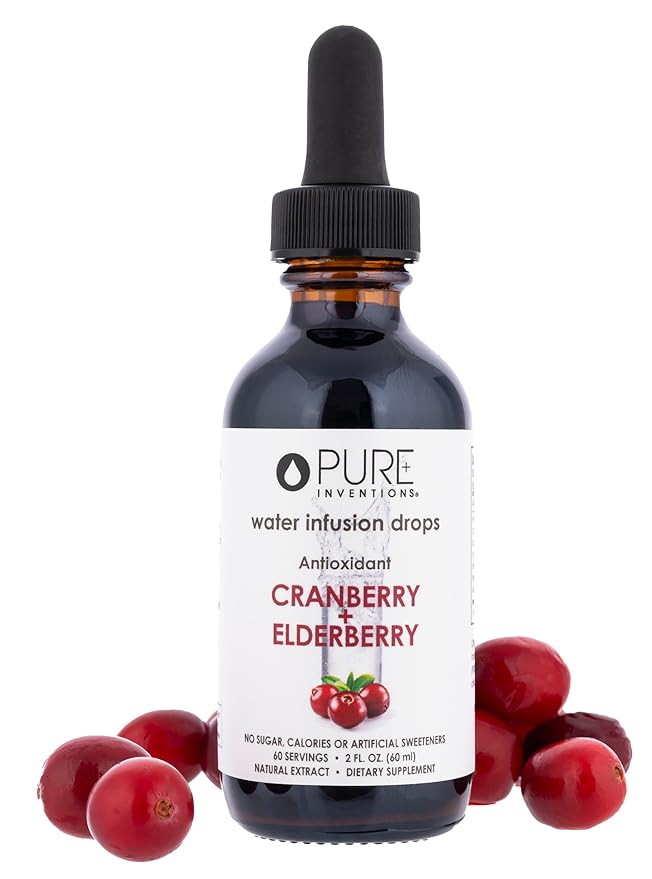Pure Inventions - Cranberry & Elderberry Water Infusion Drops - Antioxidants & Electrolytes