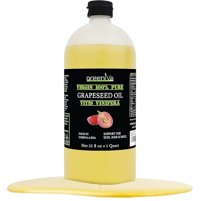 GreenIVe Grapeseed Oil Naturally Grown 100% Pure Cold Pressed Light Flavor High Tempurature Cooking