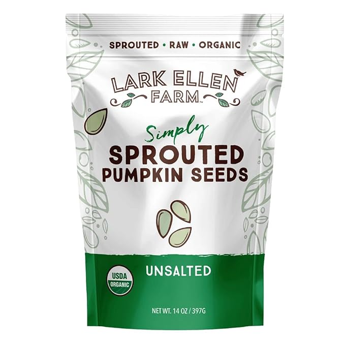 Lark Ellen Farm Sprouted Organic Pumpkin Seeds, Unsalted Raw Pumpkin Seeds Organic, Pepitas, Vegan