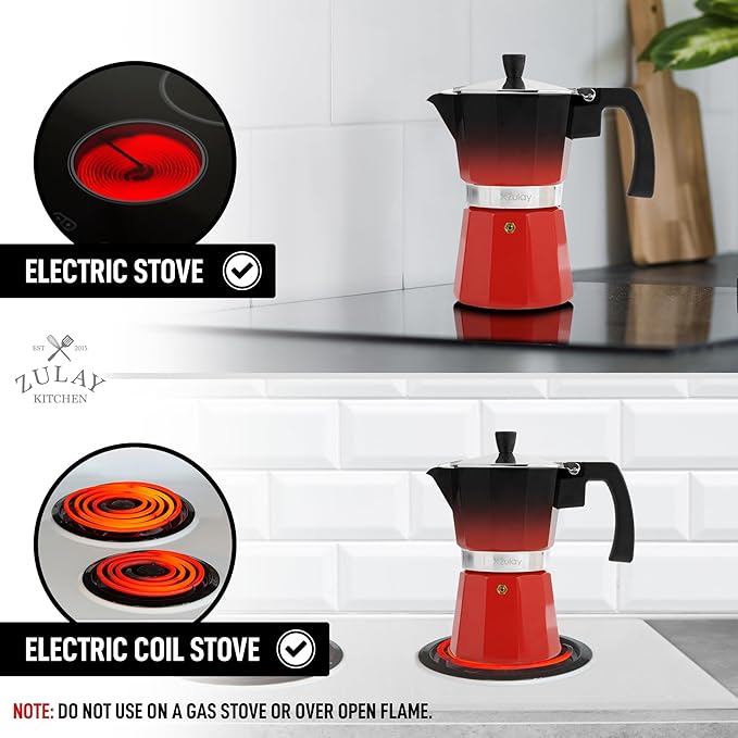 Zulay Kitchen Stovetop Espresso Maker - Moka Pot 5.5 Espresso Cups - Percolator Coffee Maker for