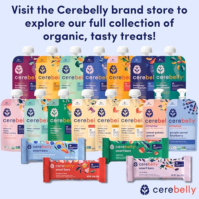 Cerebelly Baby Food Pouches ??Organic Dairy Free Smoothies for Toddlers | No Added Sugar, Fiber