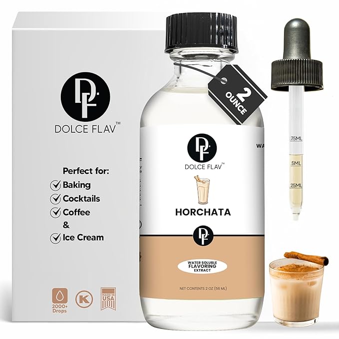Dolce Flav Natural Horchata Extract, Water Soluble ??2 oz | Authentic Cinnamon Rice Flavoring for