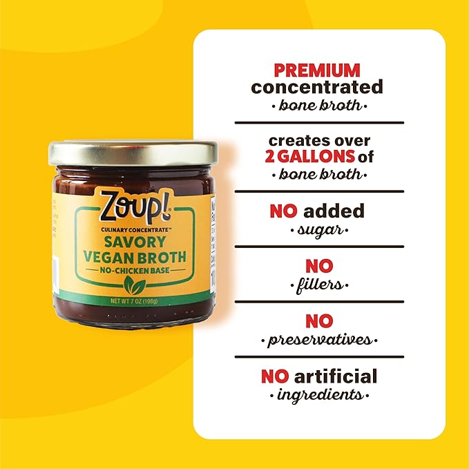 Zoup! Good, Really Good Savory No-Chicken Vegan Broth Culinary Concentrate, 6 Pack, 7 Oz Each