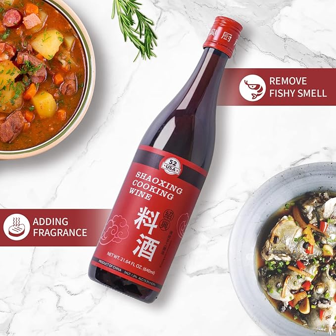 52USA Shaoxing Cooking Wine 21.64 Fl Oz, Missing Secret Ingredient Chinese Cooking Wine, Shaoxing
