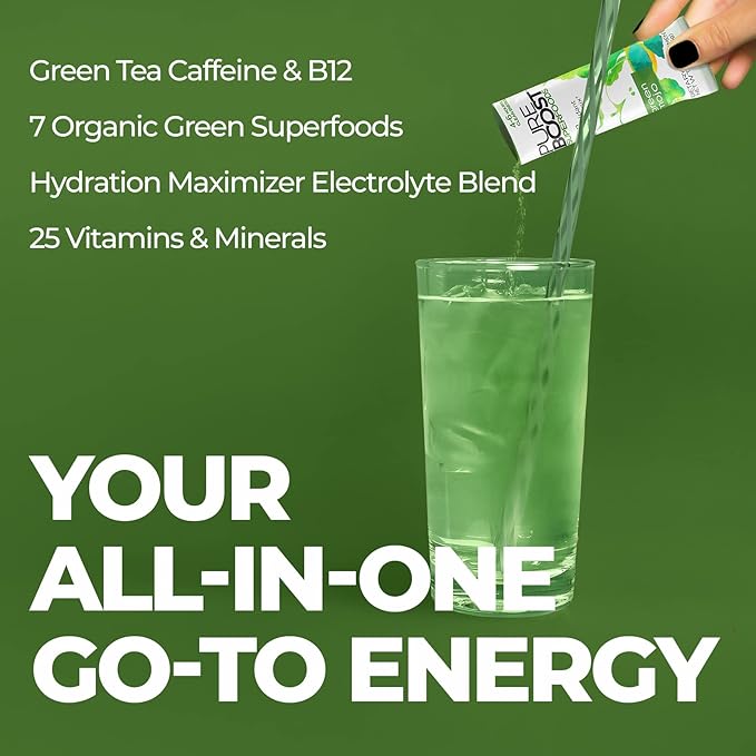 Pureboost Superfoods Clean Energy Booster, Energy Drink Mix Powder with 7 Organic Green Superfoods;