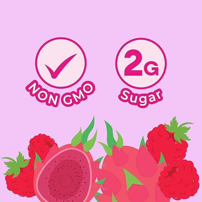 Jans Sparkling Prebiotic Soda Beverage ??Dragonfruit & Raspberry 8.4 Fl Oz (24-Pack) ??Low Calorie