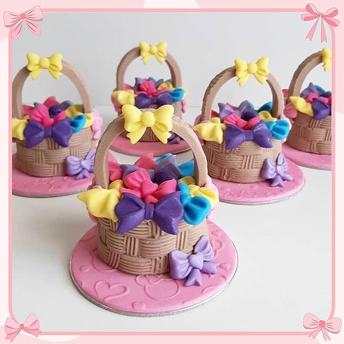 Bow Fondant Molds, AIMEIKI 2 Pack Mini Bows Silicone Fondant Molds Bowknot Candy Chocolate Mold for
