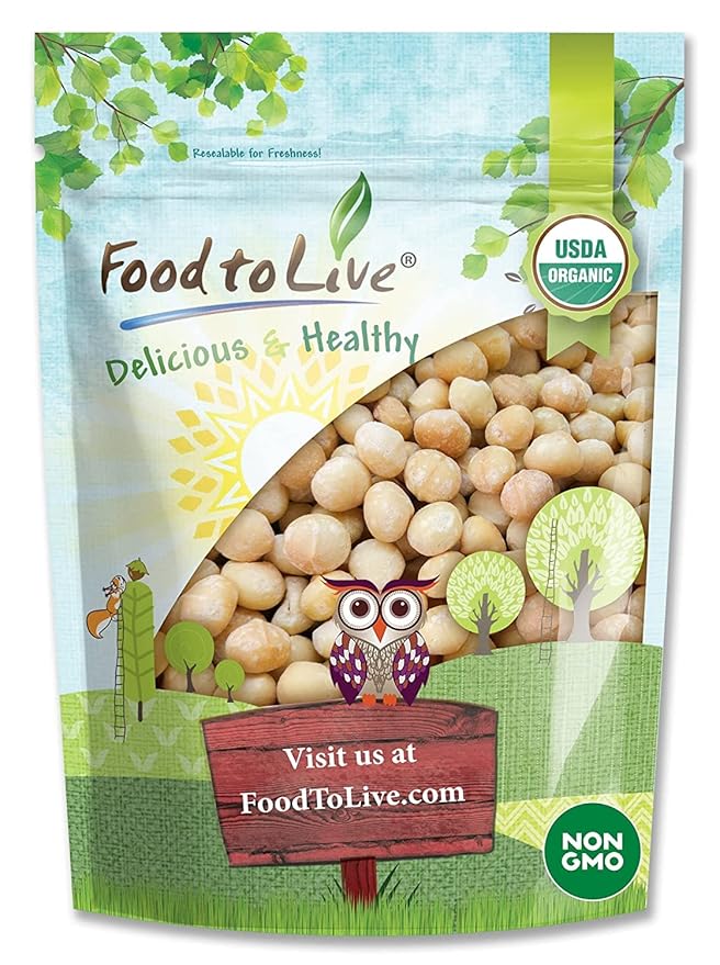 Food to Live Organic Whole Macadamia Nuts, 4 Pounds – Non-GMO, Raw, Shelled, Unsalted, Kosher