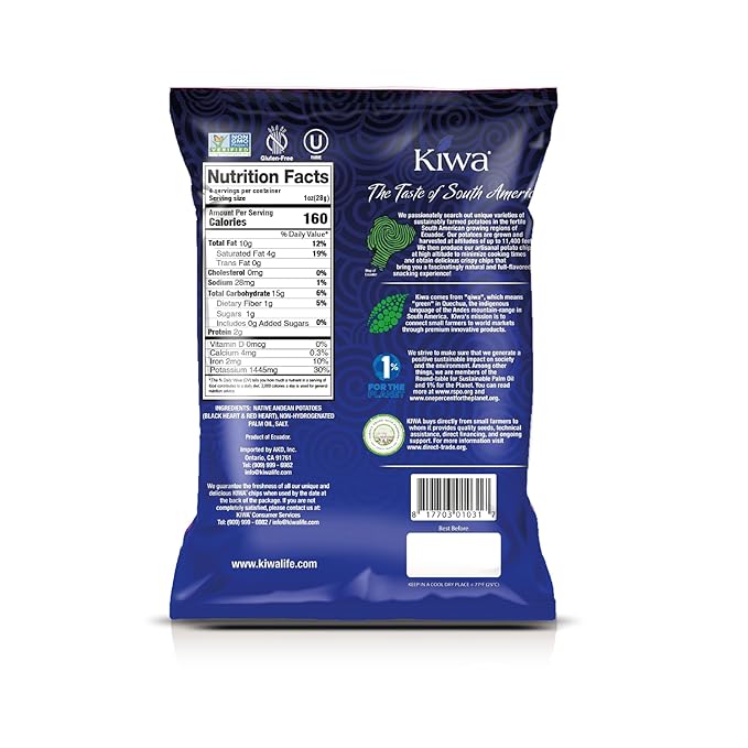 KIWA Native Andean Potato Chips - Healthy Veggie Snacks - Vegetable Snacks for Kids & Adults