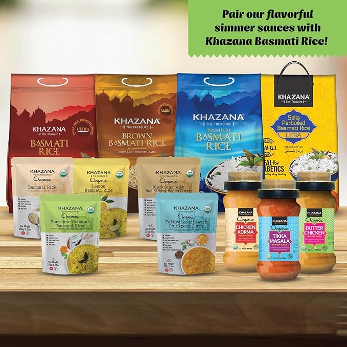 Khazana ORGANIC Butter Chicken Simmer Sauce - 6 x 12.7oz Jars | Non-GMO, Vegan, Gluten-Free, Kosher
