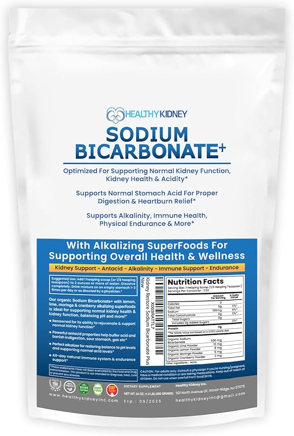 Organic Use Sodium Bicarbonate Alkaline Supplement for Alkalinity. Support Kidney & Stomach Acid