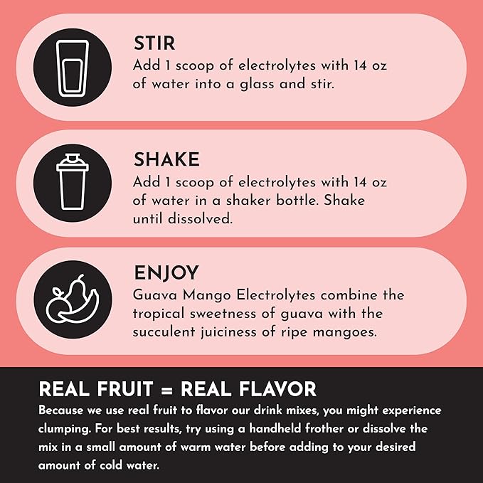 Guava Mango Electrolytes ??30?‘Serving Hydration Drink Mix with Coconut Water, Sea Salt, and Trace