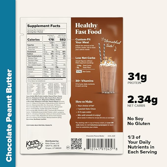 Keto Chow Premium Kit | Keto Meal Replacement Shake Powder | Nutritionally Complete | Low Carb