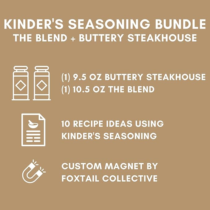 Kinder's Seasoning Duo Bundle: The Blend & Buttery Steakhouse - Two XL 9.5 and 10.5-ounce Bottles +