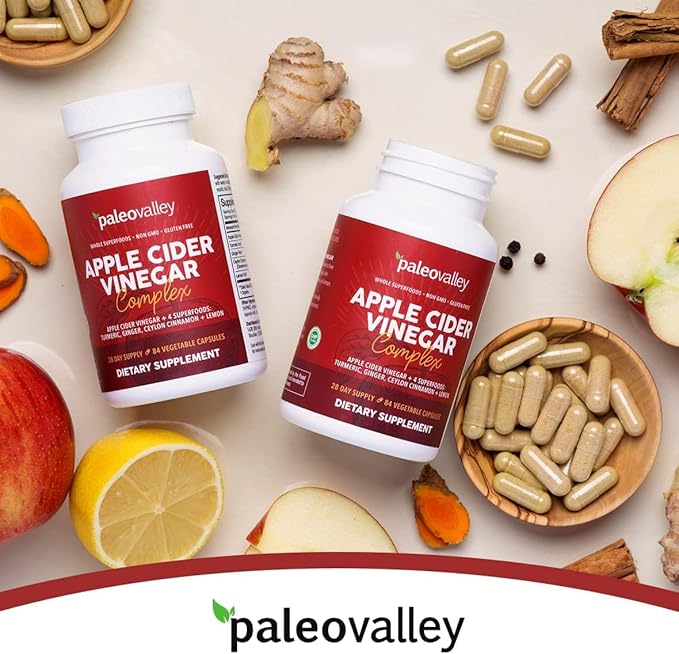 Paleovalley Apple Cider Vinegar Complex with Superfoods - Turmeric, Ginger, Ceylon Cinnamon and
