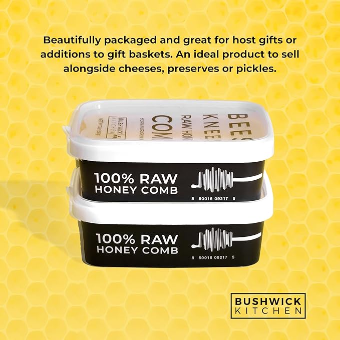 Bees Knees Raw Honeycomb, 100% Edible, All-Natural Gourmet Honeycomb in Double Sealed Packaging