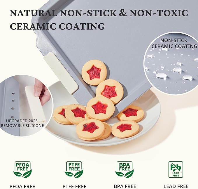 BRONYPRO Non Stick Ceramic Baking Sheet Pan Set of 3, Natural Non Toxic Cookie Sheets for Baking