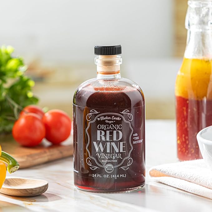 Mother Earth, Organic Red Wine Vinegar with The Mother, Fresh Pressed Organic Cabernet Grapes