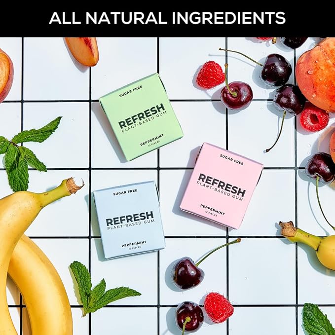 Refresh Gum, Xylitol, Natural, Sugar Free, Long Lasting, Plastic Free, Natural Flavors & Organic