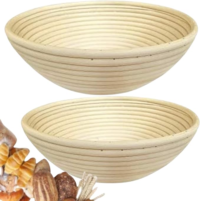 10 Inch Round Bread Banneton Proofing Basket Set of 2 Sourdough Proofing Basket kit for Artisanal