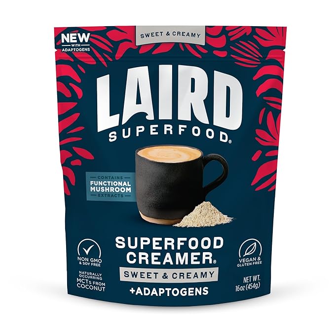 Laird Superfood Non-Dairy Coconut Powder Creamer - Sweet & Creamy + Adaptogens - Superfood Creamer