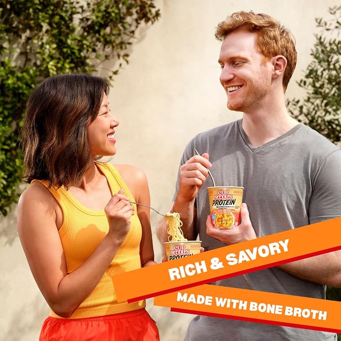 Nissin Cup Noodles Protein Ramen, Chicken Flavor with Bone Broth, 16g Protein, 2.54 Ounce Cup (Pack