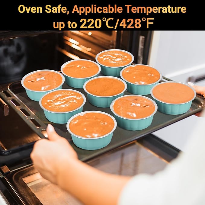 Beasea 8oz Aluminum Ramekins, 100 Pack 3.9" Mini Disposable Baking Foil Cups Ramekin Cup Cupcake