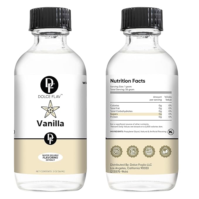 Dolce Flav Vanilla Extract ??2 Ounce Water-Soluble Kosher, Sugar-Free, Concentrated Vanilla