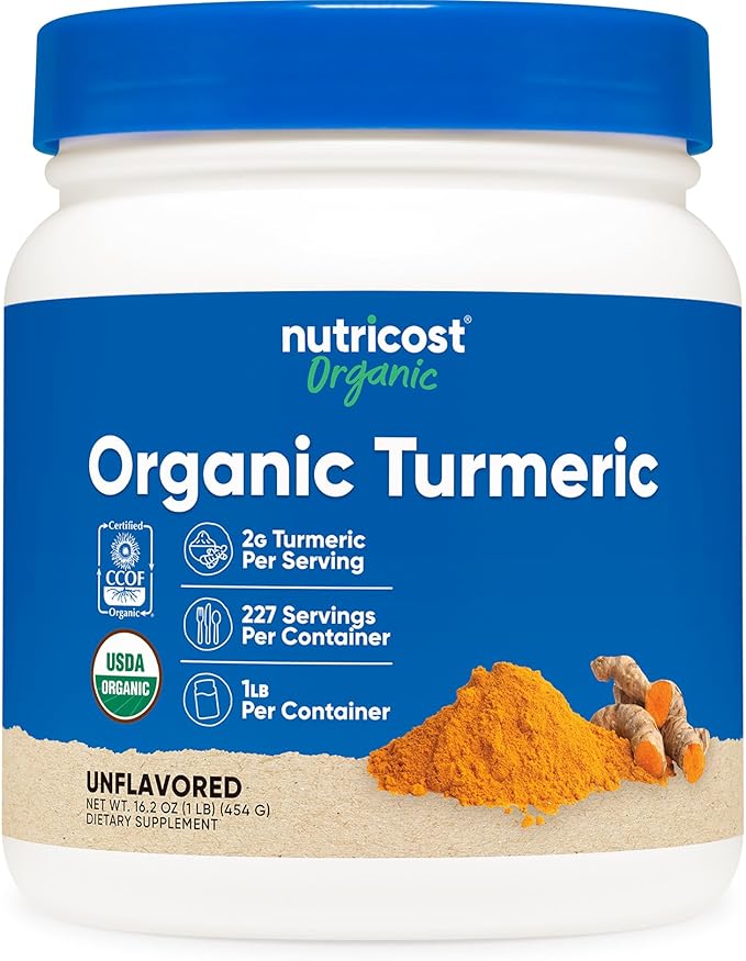 Nutricost Organic Turmeric Root Powder 1 LB (16oz) - Certified USDA Organic, Food Grade, Gluten