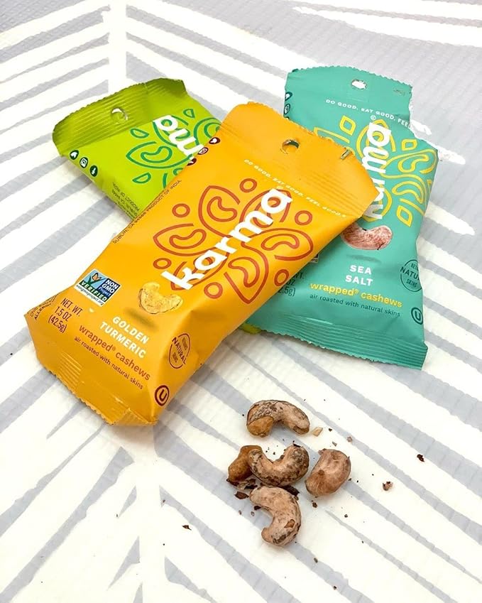 Whole 30 Variety Pack Cashews by Karma Nuts, Whole, Roasted, Vegan, Zero Sugar, Non GMO, Gluten