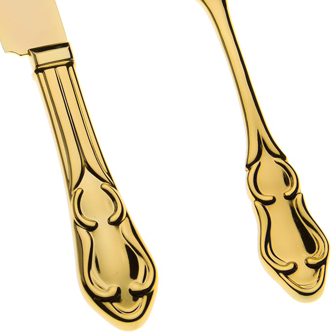 Ella Celebration Gold Wedding Cake Knife & Server Set, Vintage Cake Cutting Utensils, Party